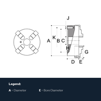 4 Jaw Self Centering Scroll Chuck, Steel Body, 1 Piece Jaw, Rear Mount – CSC401 Series (Wulf) - 0